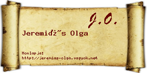 Jeremiás Olga névjegykártya