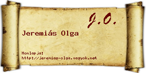 Jeremiás Olga névjegykártya